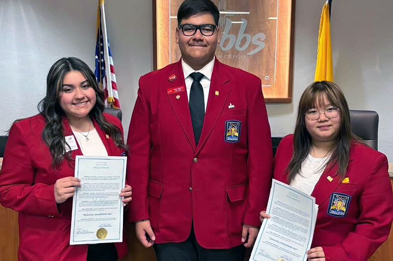 SkillsUSA students with proclamation